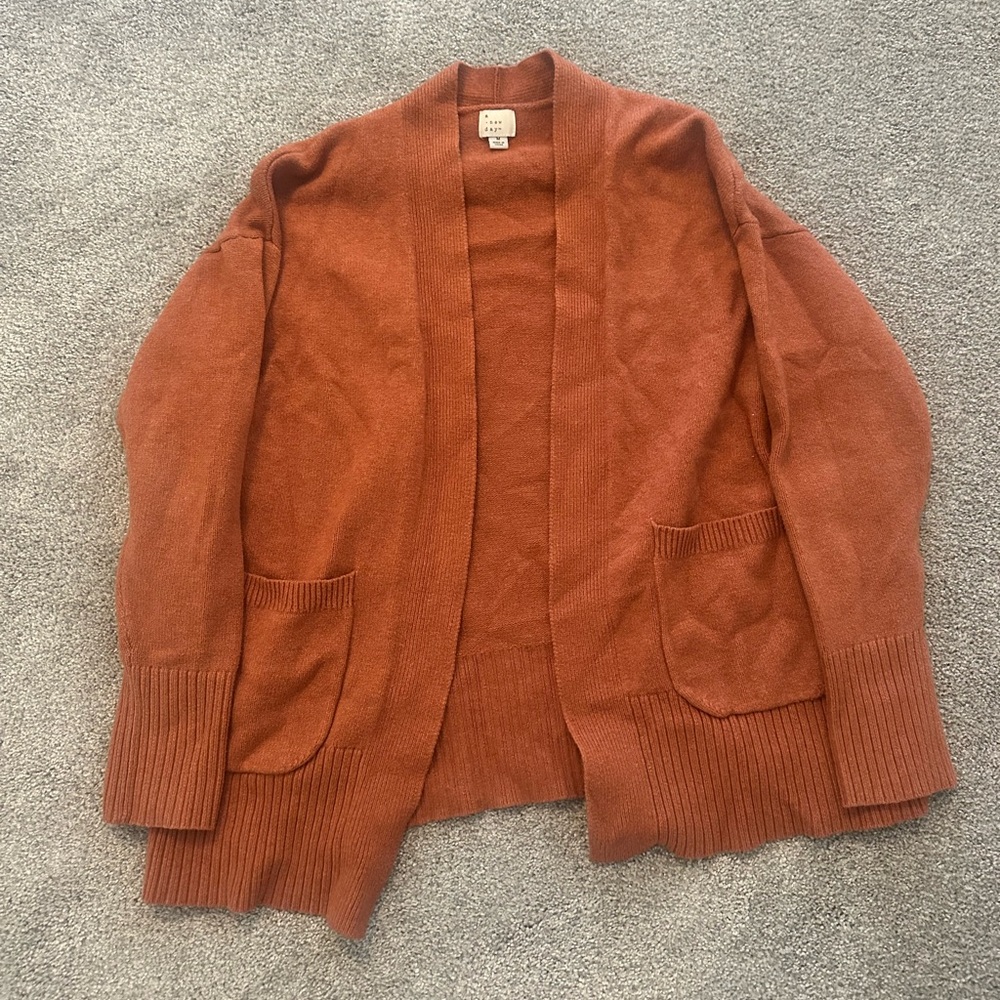 Orange Open Front Cardigan